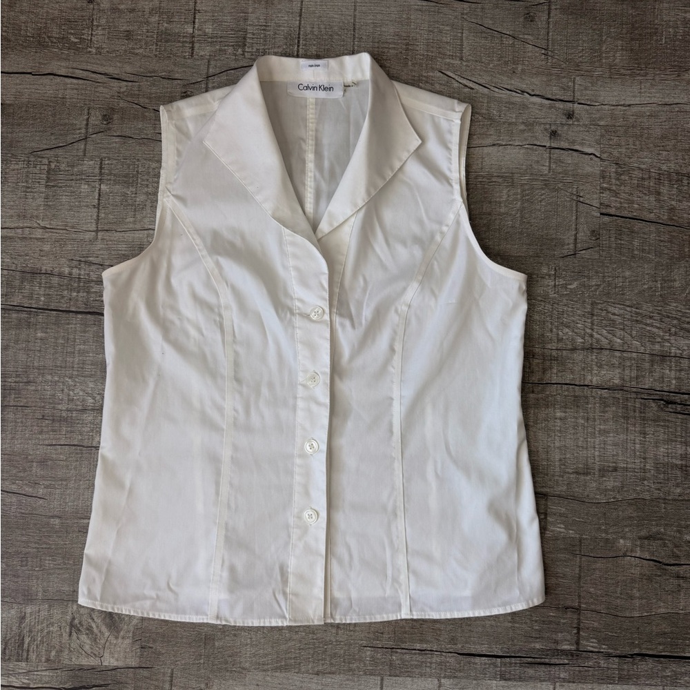 Calvin Klein Women's White Button Down Shirt